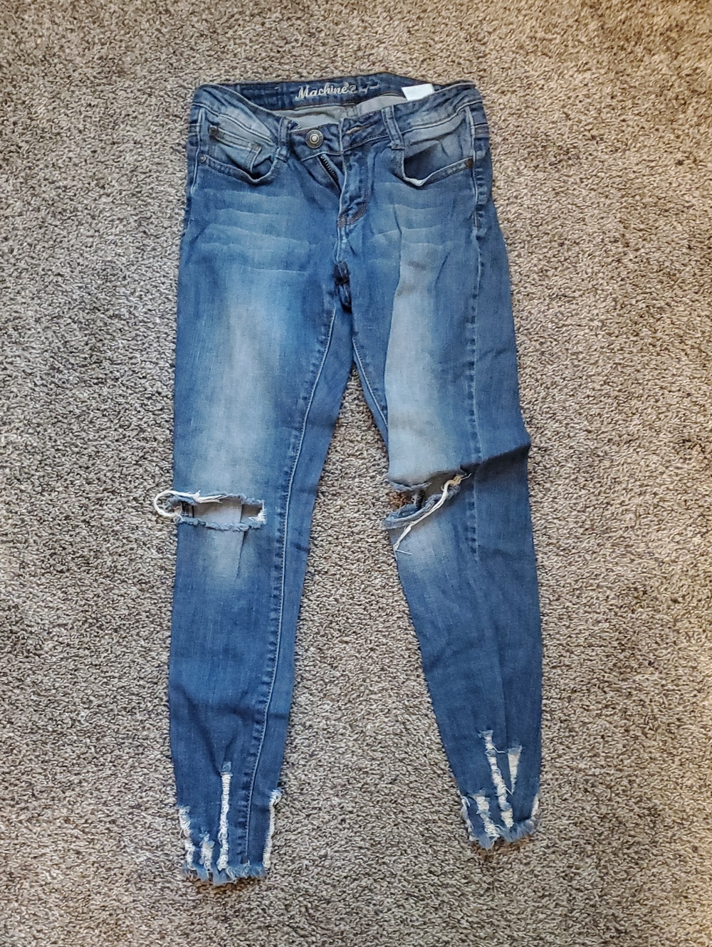 Machine Women's Distressed Blue Skinny Jeans